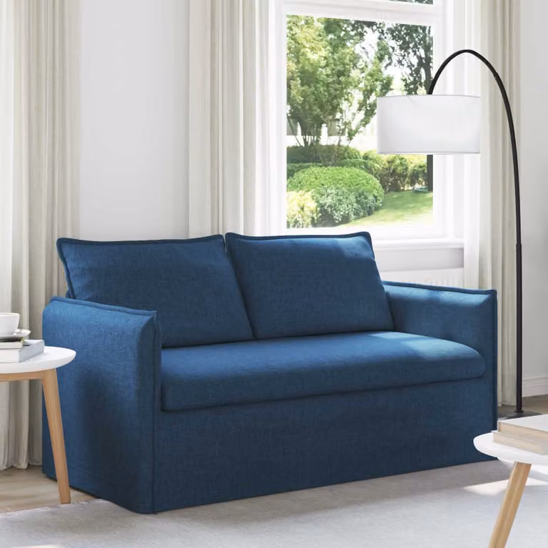 Divano moderno vidaXL in tessuto blu con struttura in metallo L: 156 cm, P: 82 cm, H: 85 cm