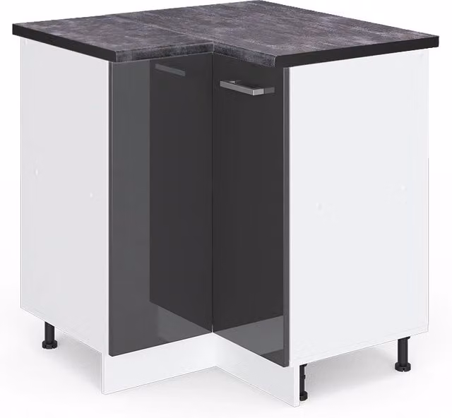 Mobile ad angolo cucina R-Line Antracite lucido/Bianco 75.6 cm, PL Antracite Vicco