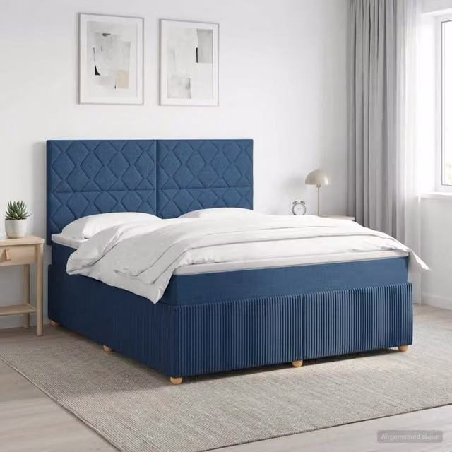 Letto box spring con materasso blu e bianco vidaXL con base a sollevamento e molle a tasche L/P: 140 x 190 cm – 1