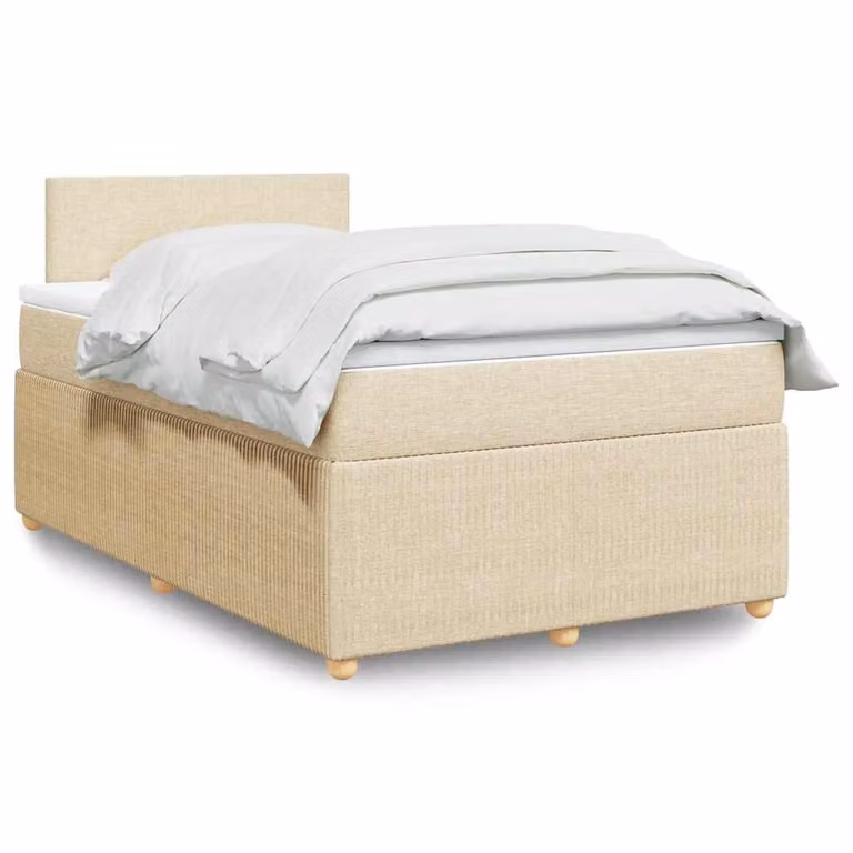 vidaXL Letto Ibrido con Materasso in Tessuto Beige e Bianco, L/P/H: 120 x 200 cm