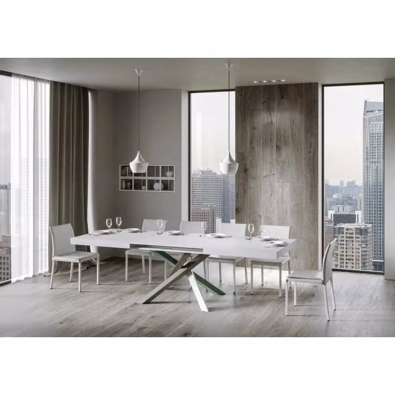 Tavolo allungabile Volantis ITAMOBY Bianco Frassino con telaio a X L/P: 200-304 x 90 cm – 2