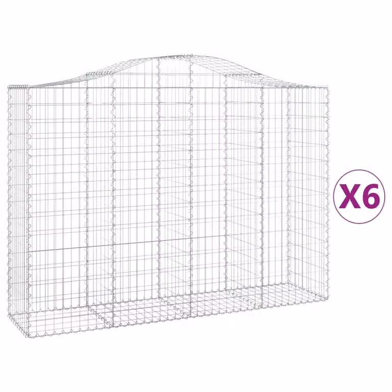 Cesti Gabbioni ad Arco 6 pz 200x50x140/160 cm Ferro Zincato