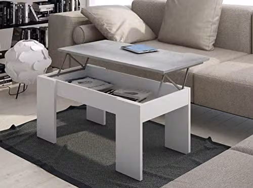 My Brand Tavolino da Salotto Moderno Bianco Piano Elevabile 100x50x45 cm