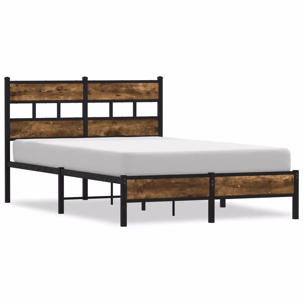 Letto con Testiera in Rovere Sonoma e Struttura in Metallo vidaXL L/P: 120 x 200 cm – 2