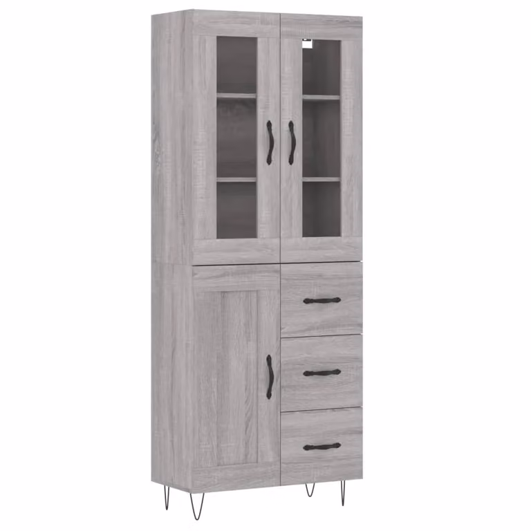 Credenza Grigio Sonoma 69,5x34x180 cm in Legno Multistrato