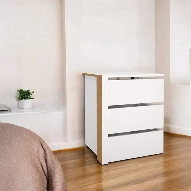 Cassettiera Giacarta DMORA Bianca, Comò e Settimino Multiuso per Camera da Letto, L: 57 cm, P: 55,1 cm, H: 70 cm – 1