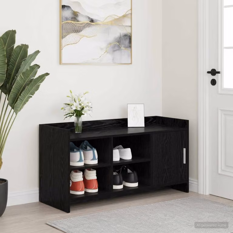 Mobile porta scarpe vidaXL con ante, Nero, L: 100 cm, P: 39,5 cm, H: 51 cm