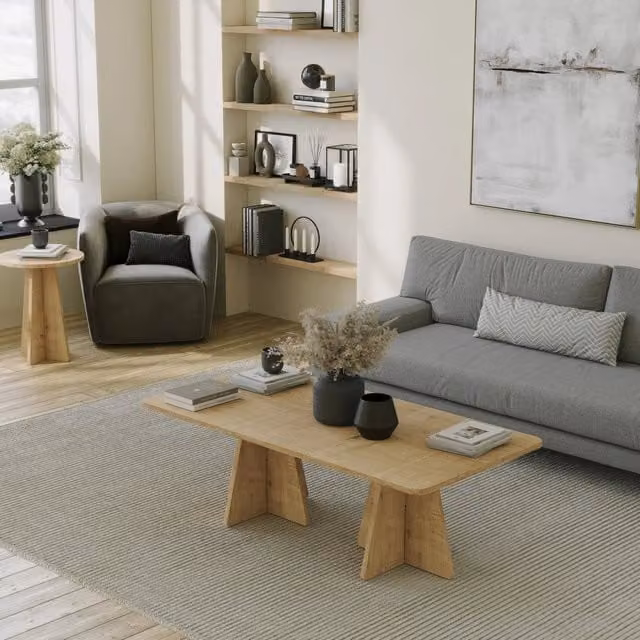DMORA Tavolino da Salotto Rettangolare Moderno in Rovere Marrone L: 120 cm, P: 60 cm, H: 40 cm – 1