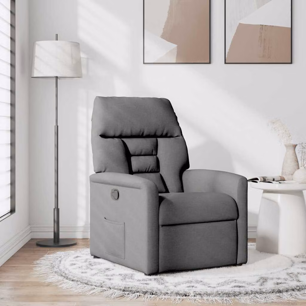 vidaXL Poltrona reclinabile in tessuto grigio scuro