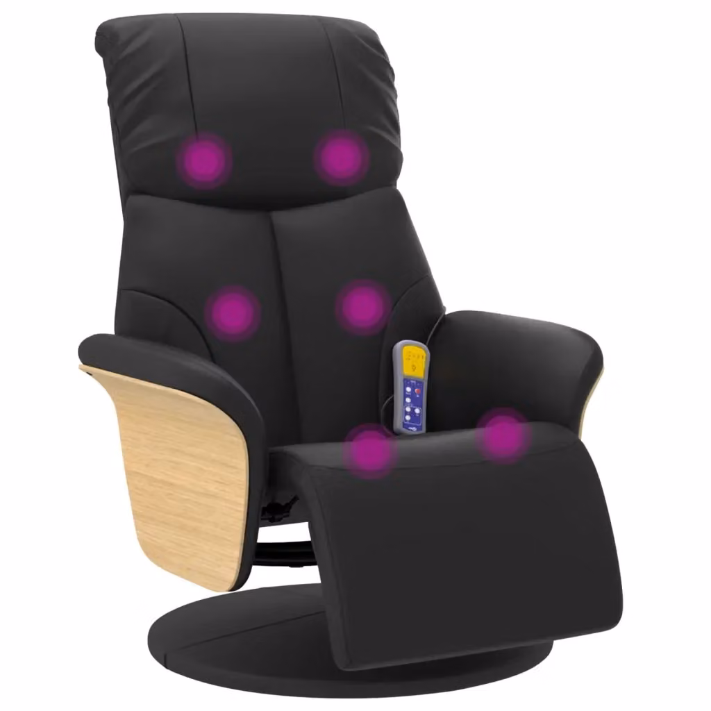 Poltrona Reclinabile Relax vidaXL in Similpelle Nera con Poggiapiedi e Rotazione a 360 Gradi – 2