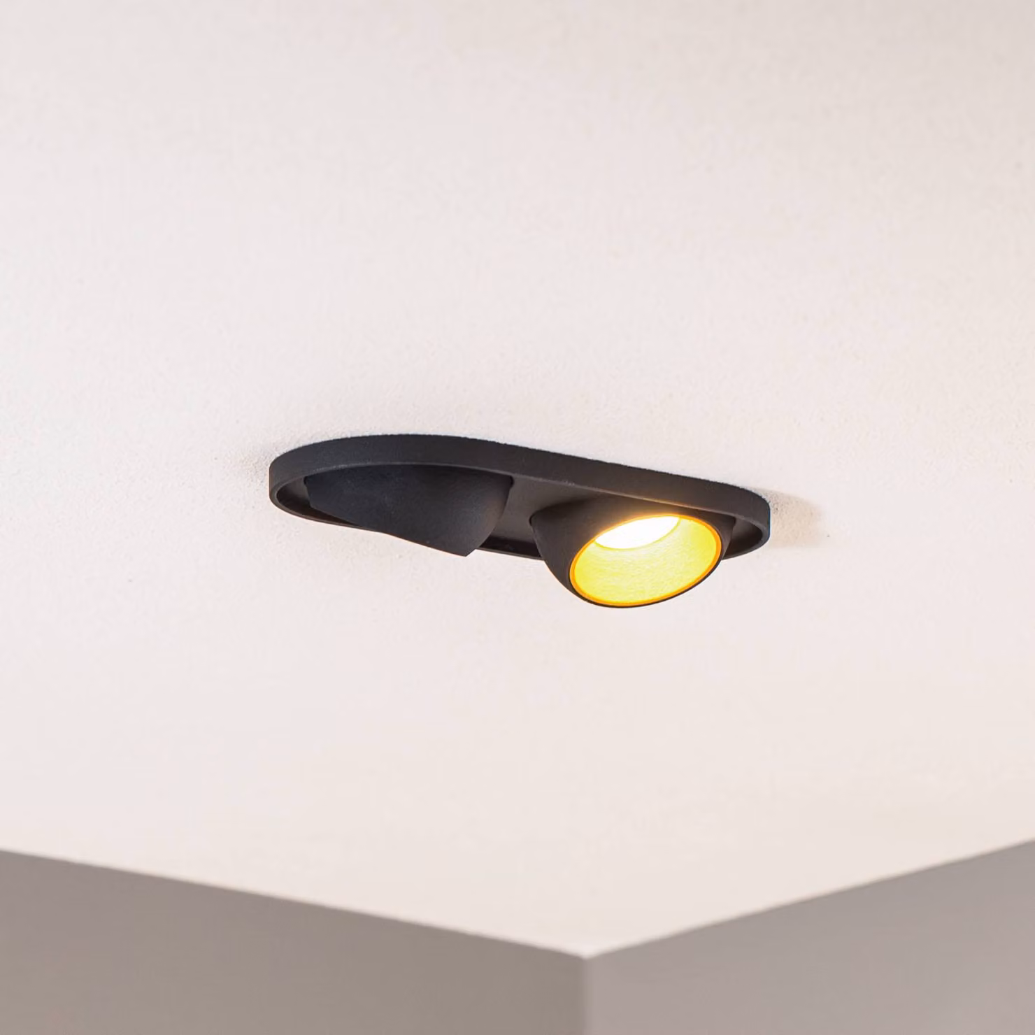 BEGA Bega Faretto da incasso a LED Studio Line, nero/ottone, 2 luci. dimmerabile, Nero, Soggiorno / Sala da pranzo, Plastica