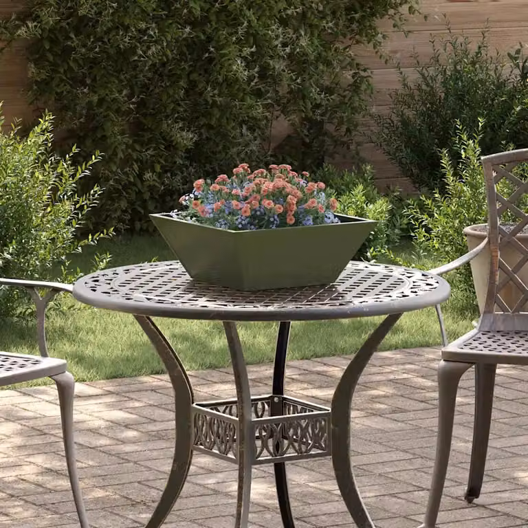 vidaXL Vaso da giardino in acciaio Verde, L 40 x P 40 x H 15 cm