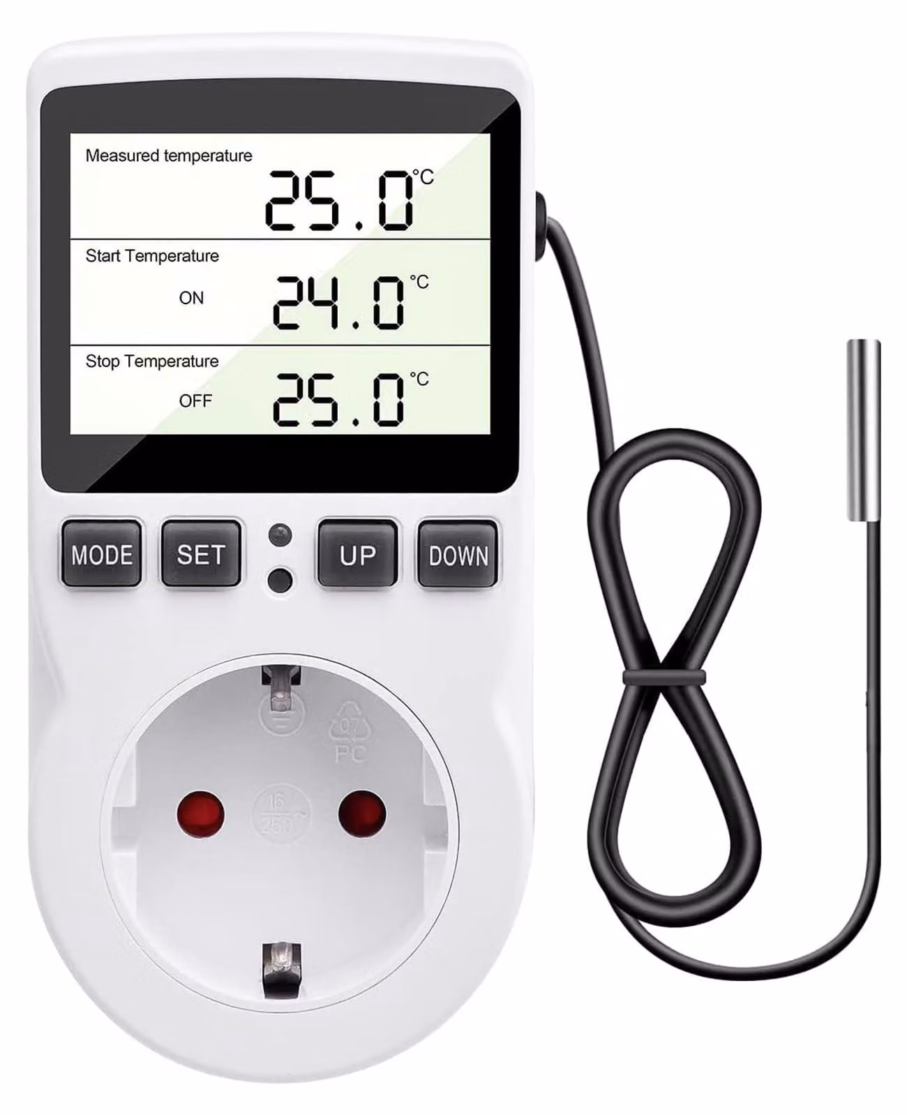 Regolatore di temperatura per socket 230V con sensore. Interruttore di temperatura. Connessione per termostato digitale