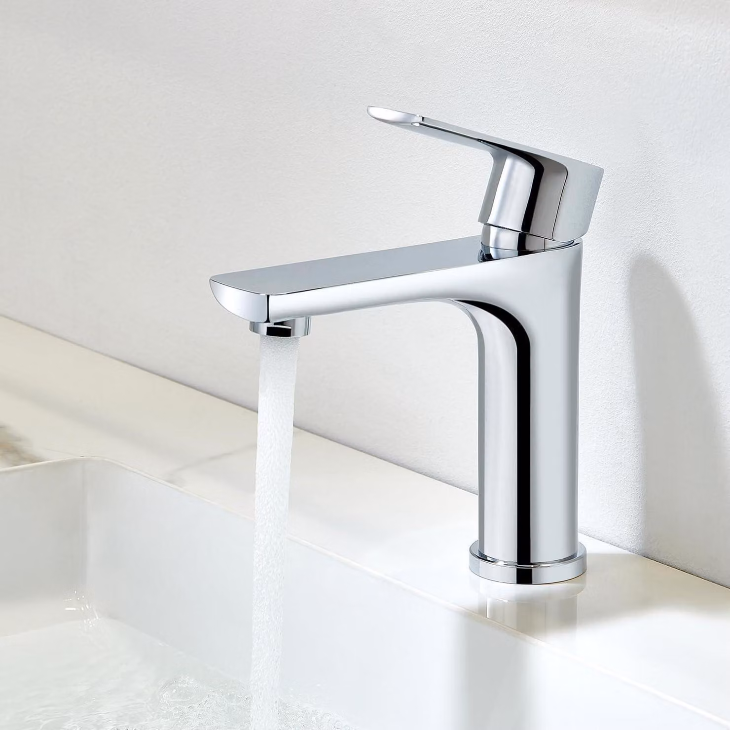 Miscelatore monocomando per lavabo, cromo, acciaio inossidabile 304