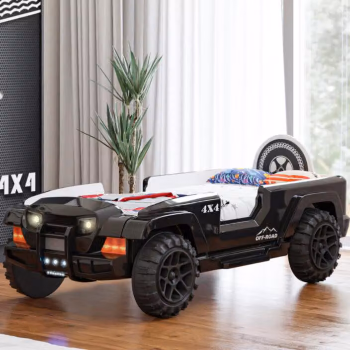 Elegante lettino nero a forma di automobile Lettini per bambini di design Lettino in plastica