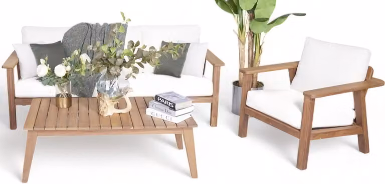 Luxuriöse Gartenmöbel Sofagarnitur 3+1 Sitzer Couchtisch Komplett Sitzgruppen