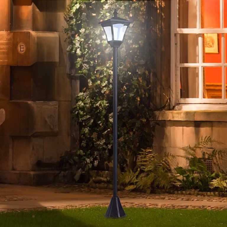 Lanterna solare da giardino lanterna segnapasso con LED 10 lumen nero 15 x 15 x 120 cm