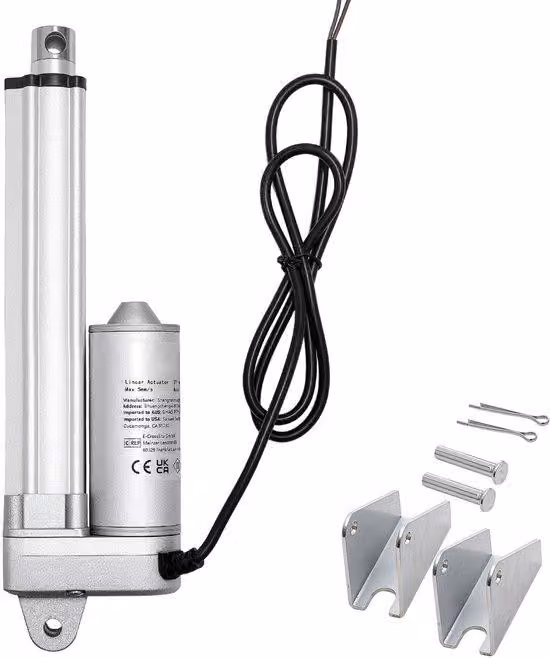 Attuatore lineare a 12V, corsa di 4 pollici, grado di protezione IP65 (resistente all'acqua), forza di 675 lbs / 3000 N, velocità di 0,2 pollici/secondo, completo di staffa di montaggio per pannelli solari, apparecchiature industriali e porte automatiche
