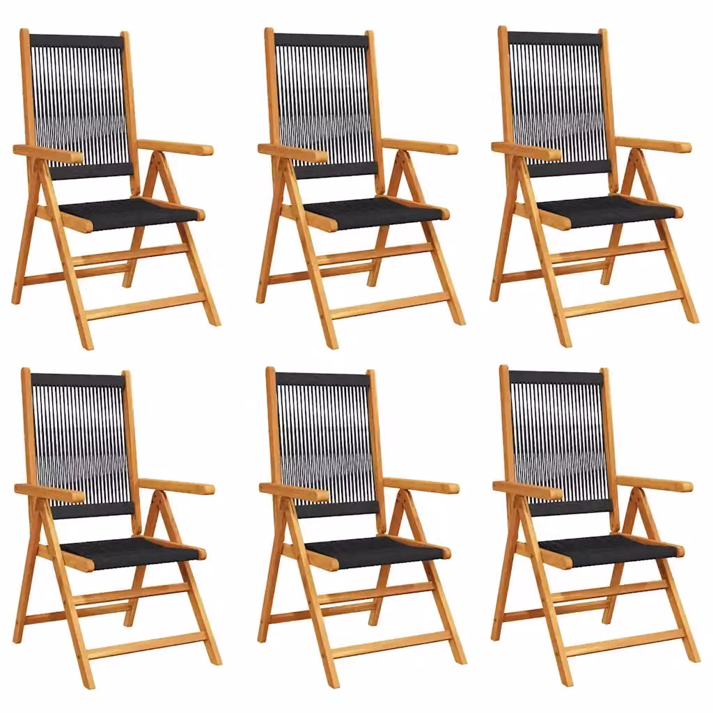 Set di 6 sedie pieghevoli reclinabili vidaXL in legno di acacia nero per giardino e balcone – 2