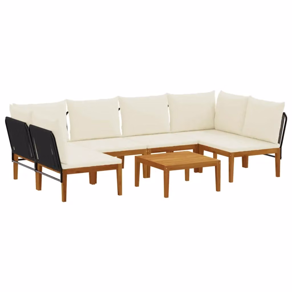 Set di 7 sedie moderne vidaXL in legno di acacia e corda naturale colore bianco per giardino e terrazza – 2