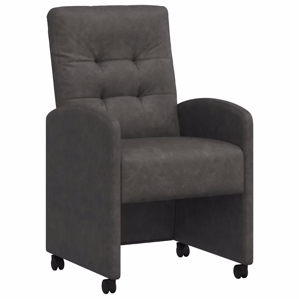 Set di 2 sedie da pranzo vidaXL con ruote e braccioli in pelle sintetica nera, L: 58 cm, P: 67 cm, H: 97 cm – 2