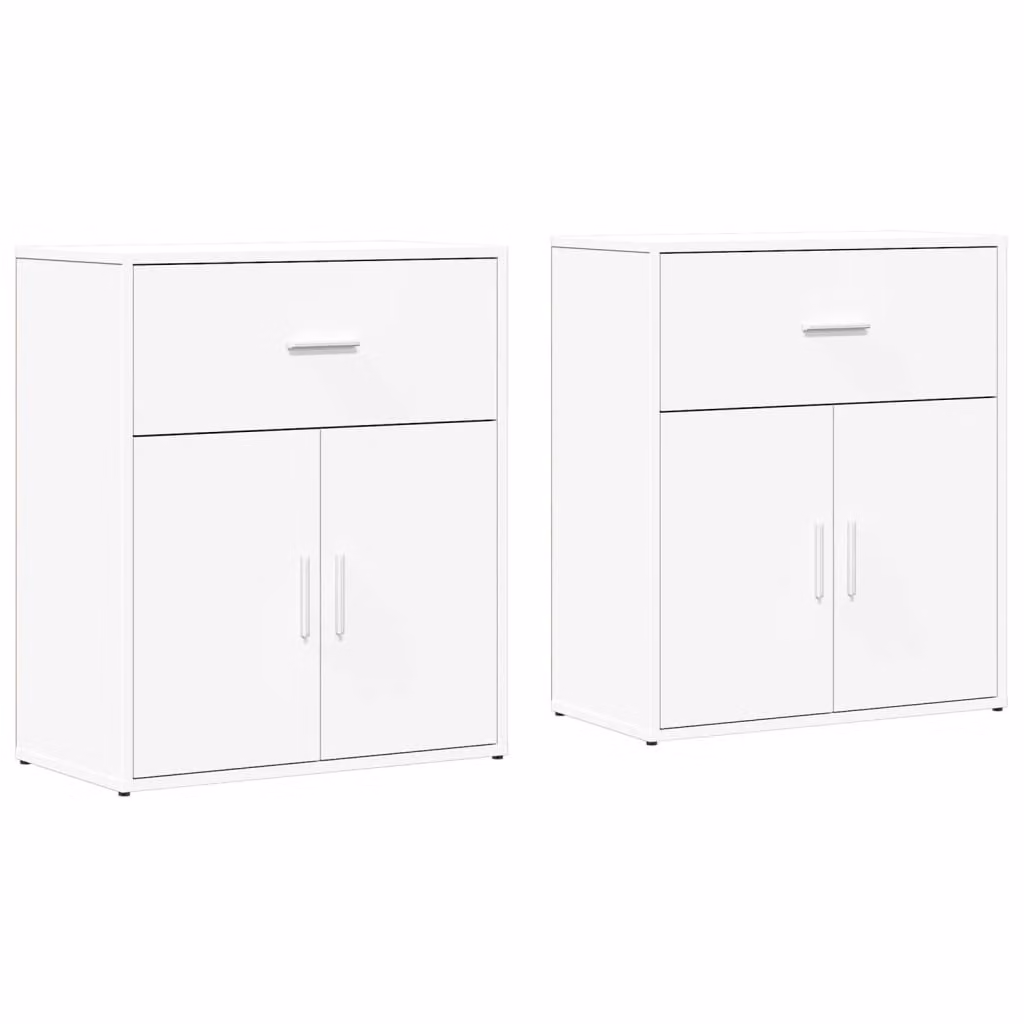 Credenze 2 pz Bianche 60x31x70 cm in Legno Multistrato