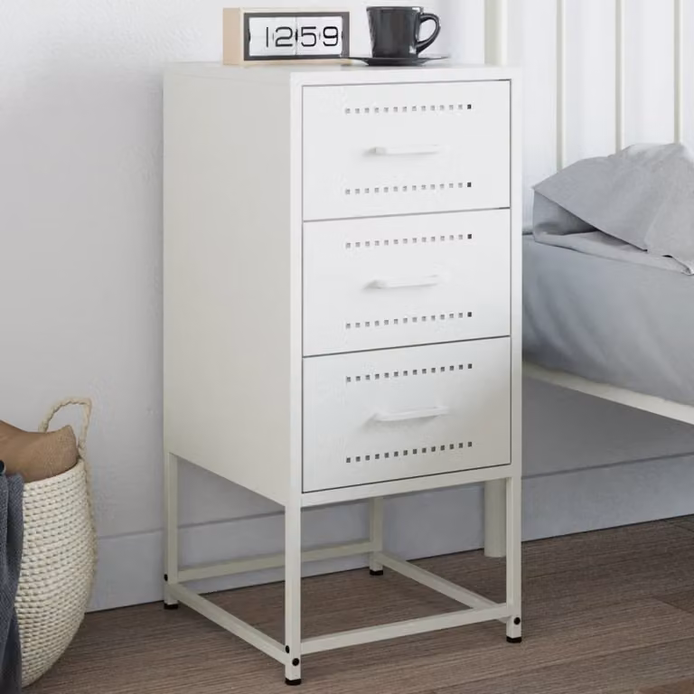 Comodino sospeso vidaXL in metallo bianco opaco L: 36 cm, P: 39 cm, H: 78 cm