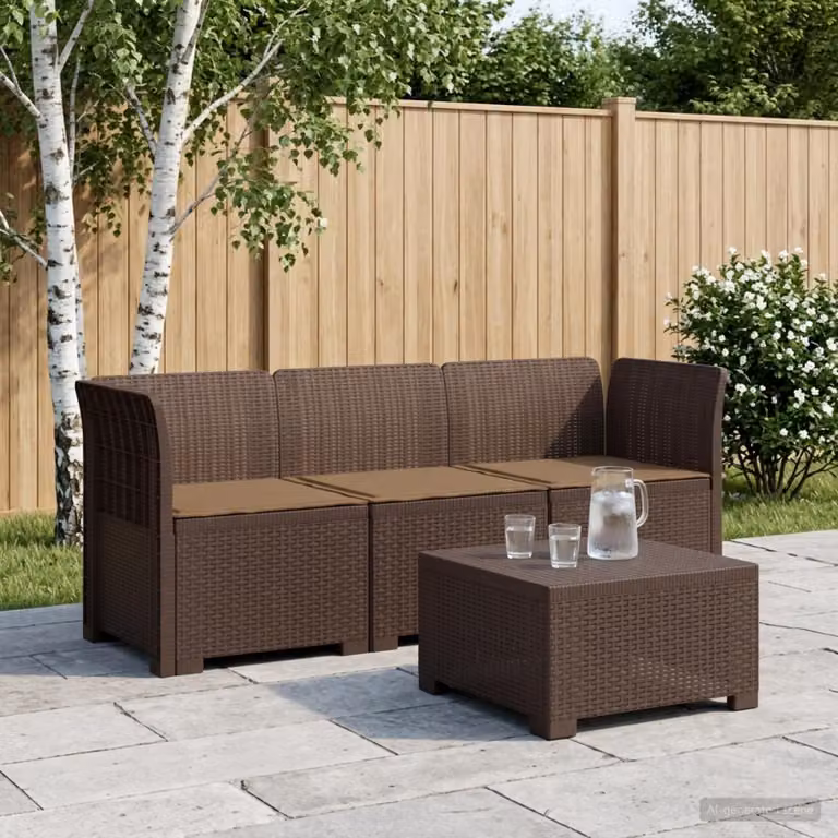 Divano da giardino 3 posti vidaXL con cuscini, design moderno in rattan marrone, resistente alle intemperie e ai raggi UV