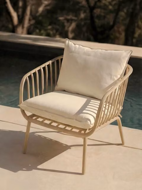 Poltrona da giardino Madeira beige in metallo laccato Kenay Home – 1
