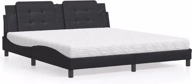 Letto con Materasso Zadar vidaXL in Similpelle Nero L: 180 cm, P: 200 cm, H: 185 cm – 2