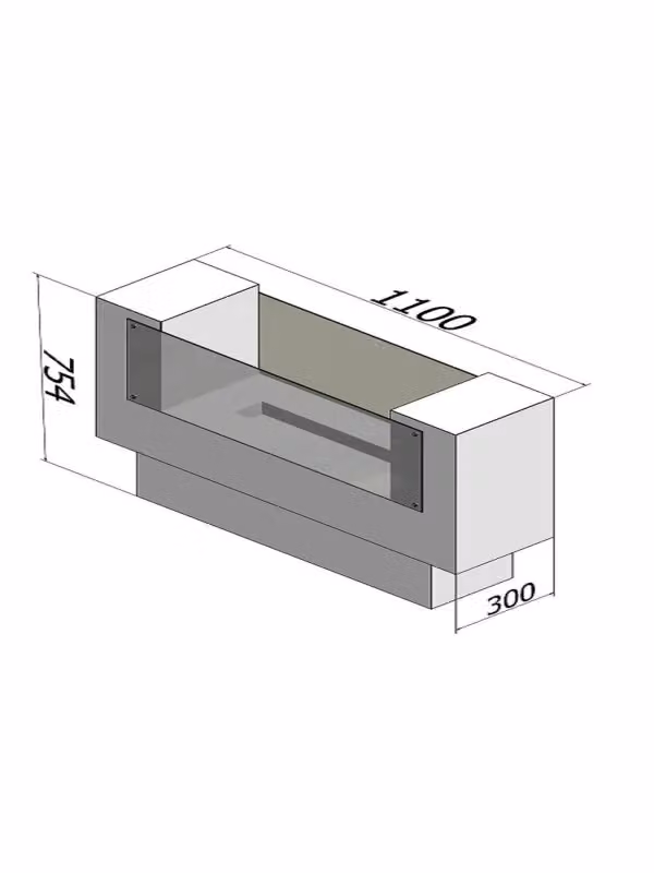 Biocamino da pavimento freestanding Insignio L: 110 cm, P: 75,4 cm, H: 30 cm – 2