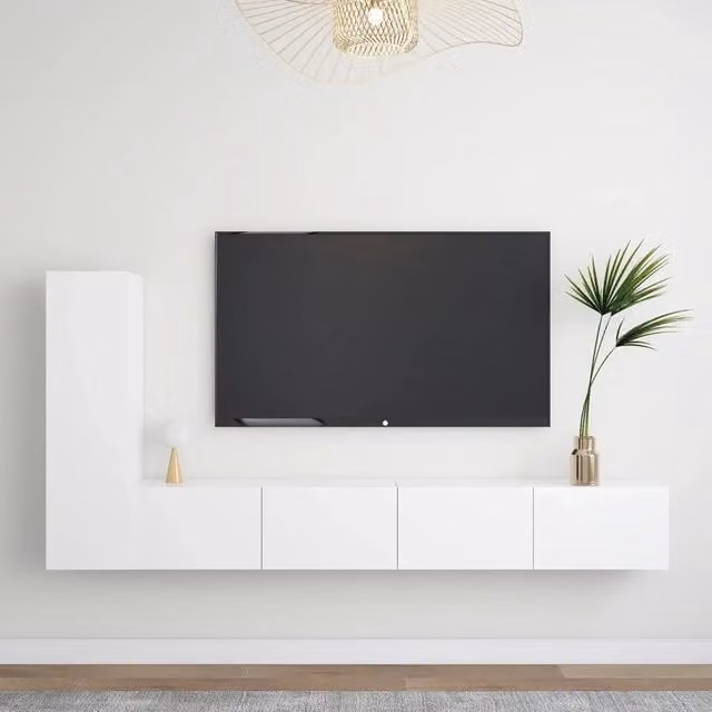 Set Mobili Porta TV 3 pz-Credenza per TV Bianco in Legno Multistrato 287190