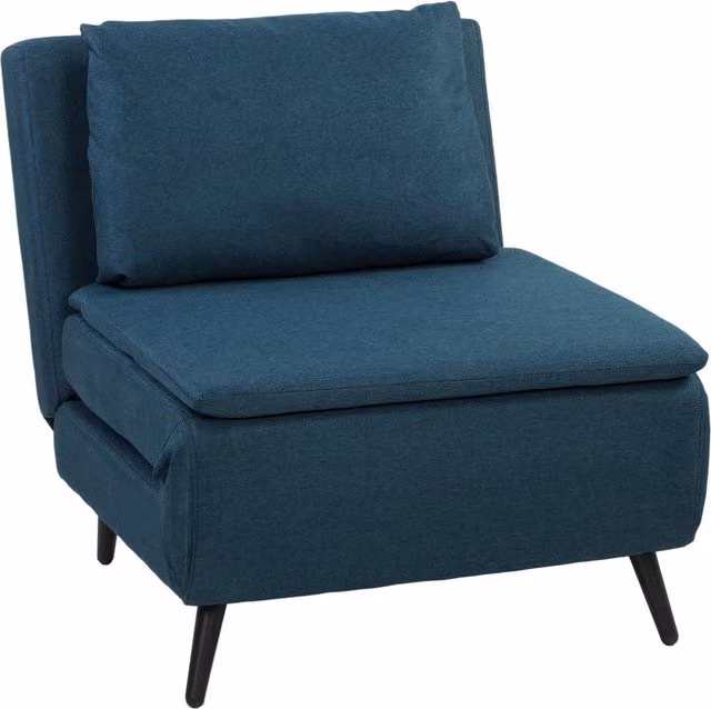 Poltrona Convertibile Singola HOMCOM 3-in-1 Clic-Clac con Schienale Regolabile e Seduta Ampia, Blu