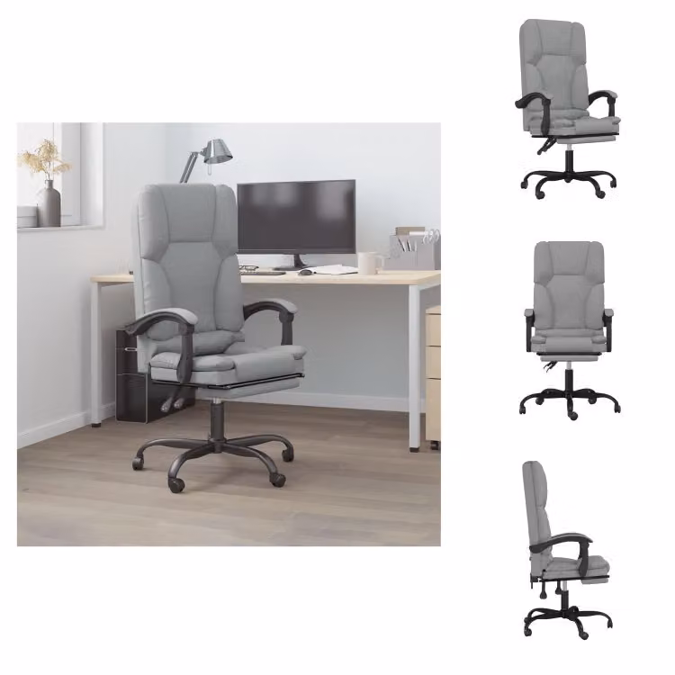 vidaXL Sedia da ufficio con funzione massaggio in tessuto grigio chiaro - Sedie da ufficio