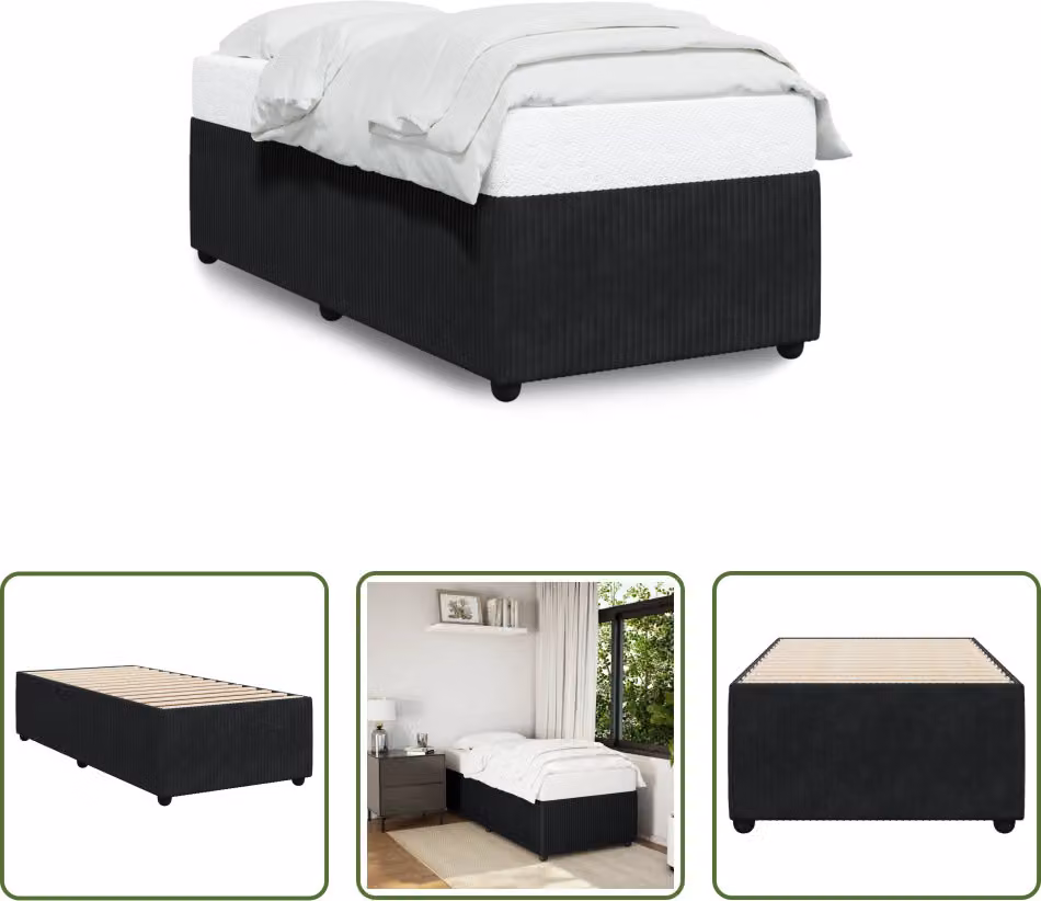The Living Store struttura letto nera 80x200 cm in velluto