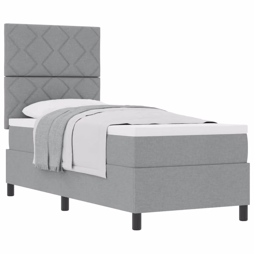 Letto a molle con testiera vidaXL in tessuto grigio con molle a tasche individuali L: 80 cm, P: 200 cm – 2