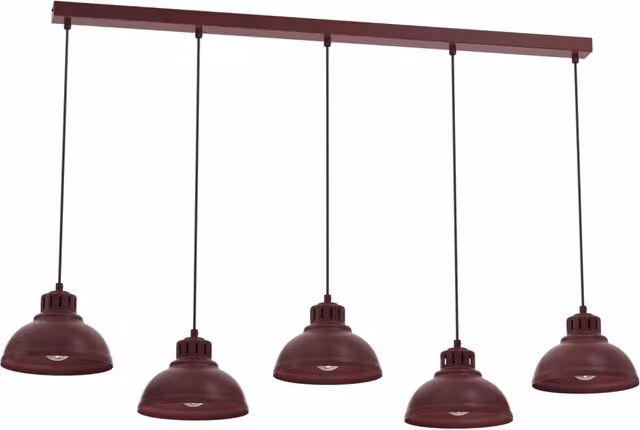 Lampada a sospensione moderna Sven Luminex in metallo rosso con 5 x E27 dimmabile