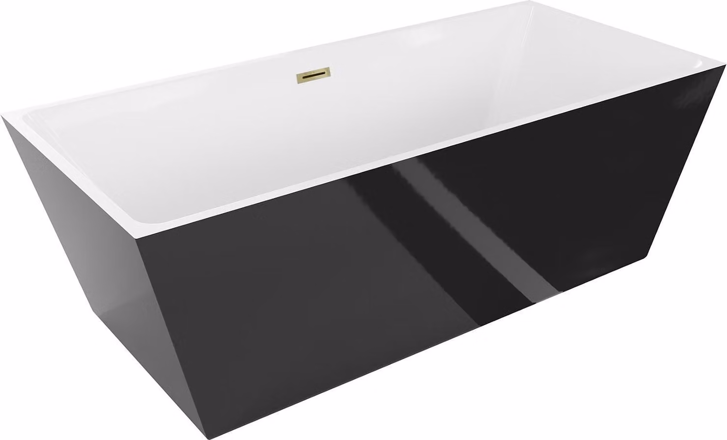 Mexen Lita vasca da bagno indipendente 170 x 75 cm, bianca/nera, troppopieno oro - 52121707575-50