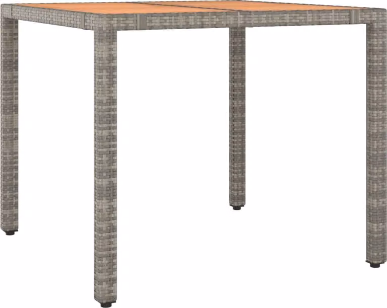 Tavolo Giardino Piano Legno Grigio Polyrattan e Massello Acacia