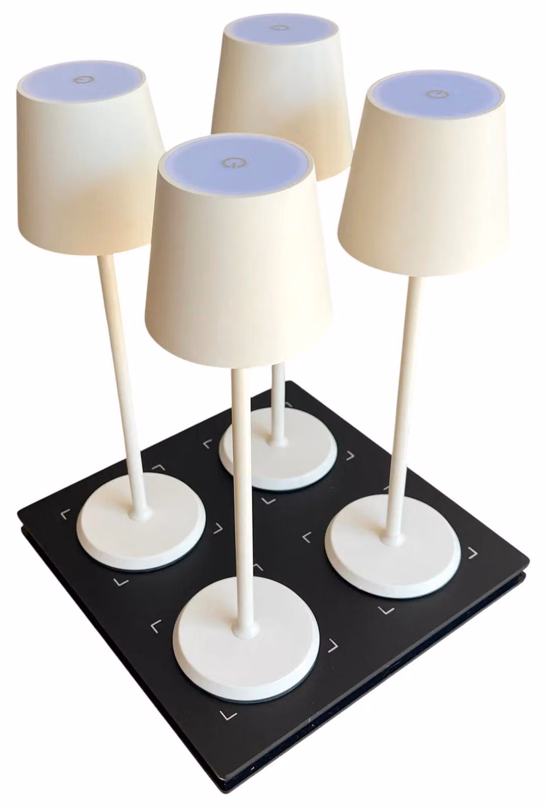 Warmpi Norda Cream lampada da tavolo LED senza fili per ristoranti, set da 4 con stazione di ricarica