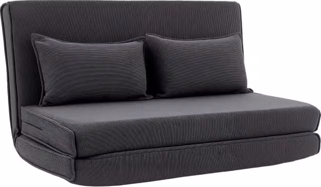 Poltrona letto 3 in 1 Chicfurn convertibile con schienale reclinabile e cuscini in velluto a coste grigio scuro con struttura in metallo – 1