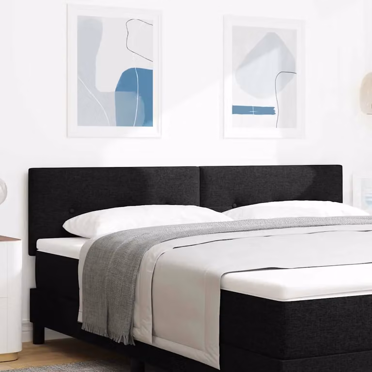 Testiera per letto vidaXL con illuminazione LED integrata e porte USB, rivestimento in tessuto nero, Larghezza: 180 cm