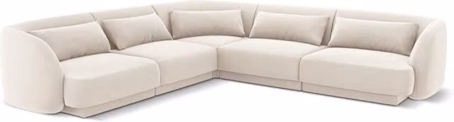 Divano angolare reversibile Tulum Cosmopolitan Design in velluto beige chiaro per 5 persone L/P/H: 255 x 141 x 70 cm – 1