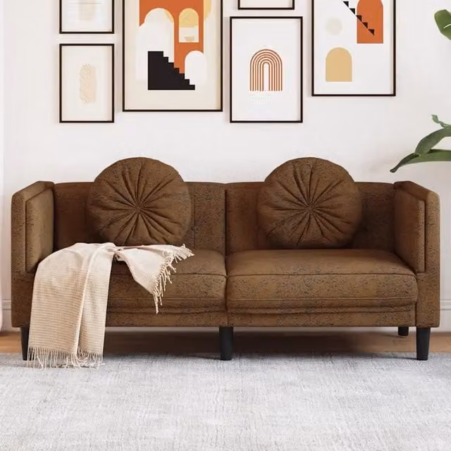 Divano a 2 posti moderno vidaXL in similpelle marrone con cuscini inclusi L: 173.5 cm, P: 77 cm, H: 70 cm – 1