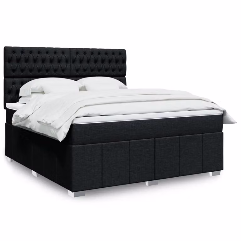 vidaXL Giroletto a Molle con Materasso Nero in Tessuto L/P: 180 x 200 cm