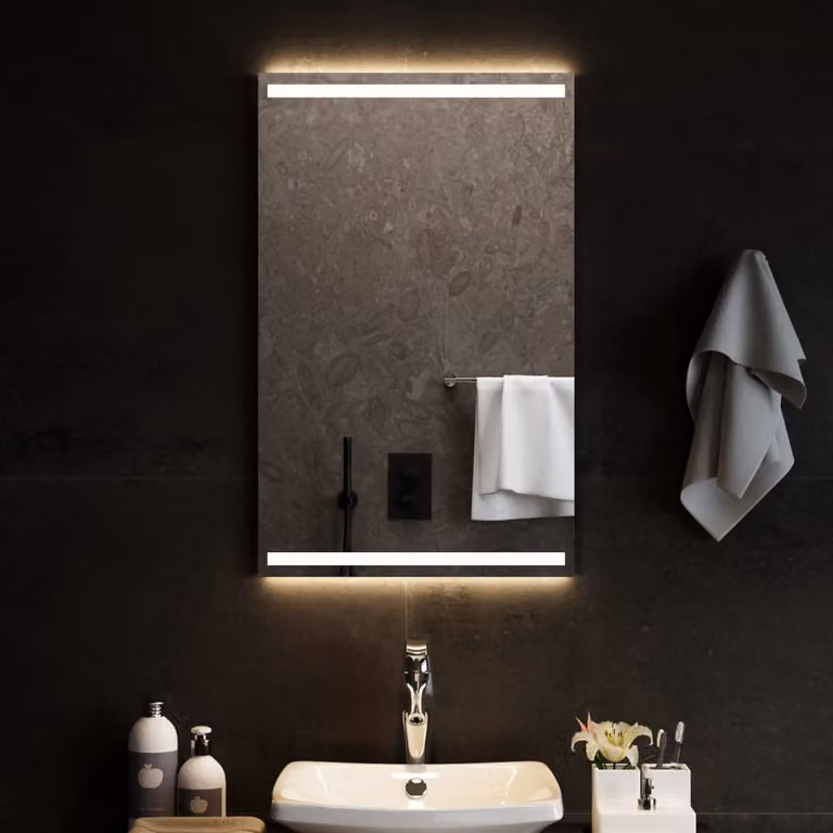 Specchio da bagno moderno vidaXL con luci LED, rettangolare, L: 50 cm, H: 80 cm