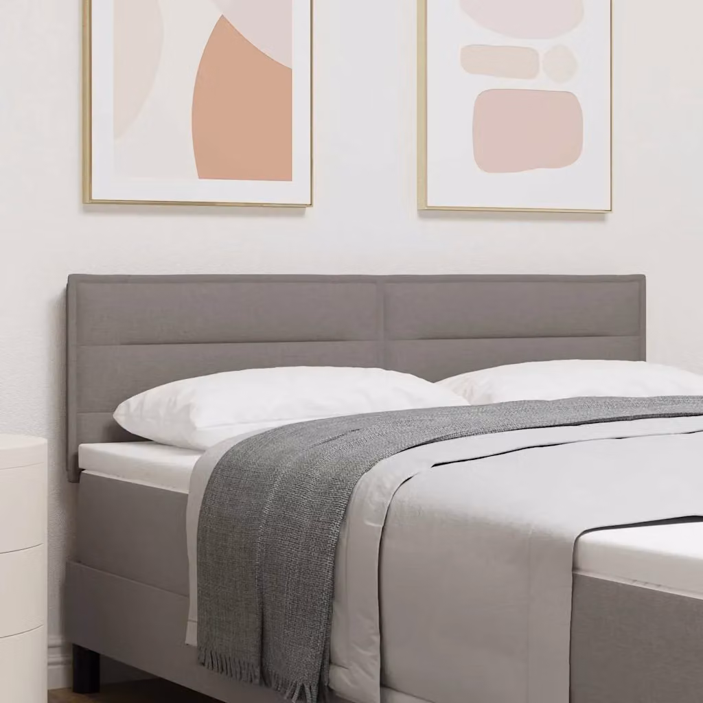 Testiera per letto vidaXL Talpa in tessuto beige o grigio con struttura in legno e pannello imbottito, L: 144 cm, H: 88 cm, P: 8,2 cm