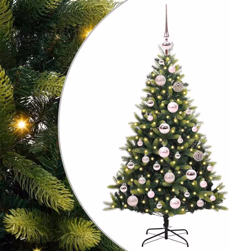 Albero di Natale Artificiale Pieghevole 150 LED Verde 120 cm
