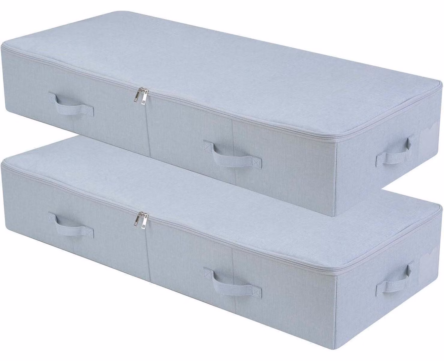 Contenitore portaoggetti da mettere sotto il letto, confezione da 2, dimensioni 100x43x18 cm, colore grigio chiaro, pieghevole, con cerniera su 3 lati