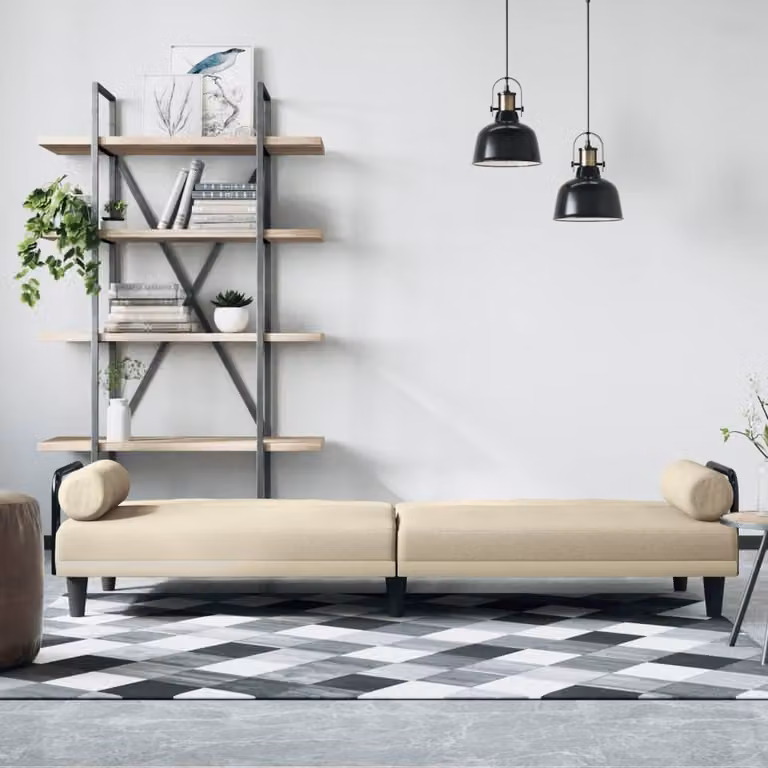 Maison Exclusive - Divano letto con braccioli, rivestito in tessuto color crema